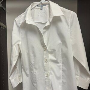Foxcroft 3/4 Sleeve Button-Down Fitted Wrinkle-Free Shirt